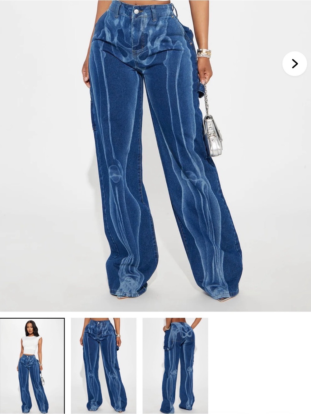 Fashion Nova Blue Acid-Trim Straight Leg Jeans